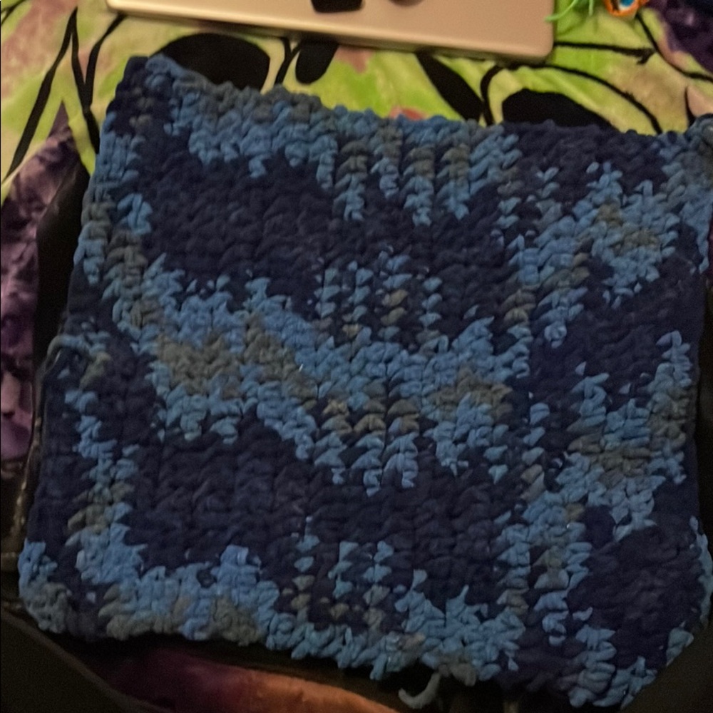 Handmade Blue and Gray crochet baby blanket